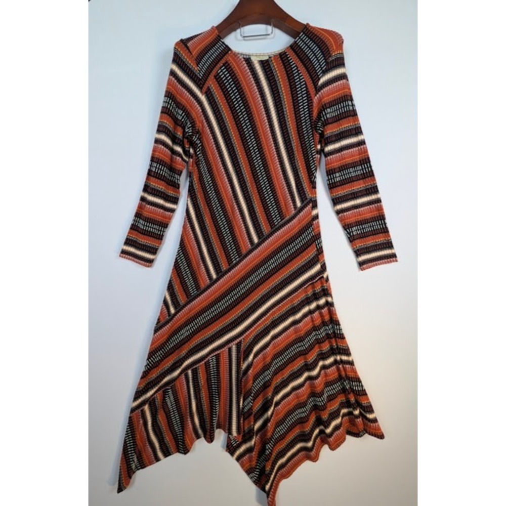 ANTHROPOLOGIE x MAEVE Dress 1X Rust Parkside Knit Handkerchief Asymmetrical NWOT